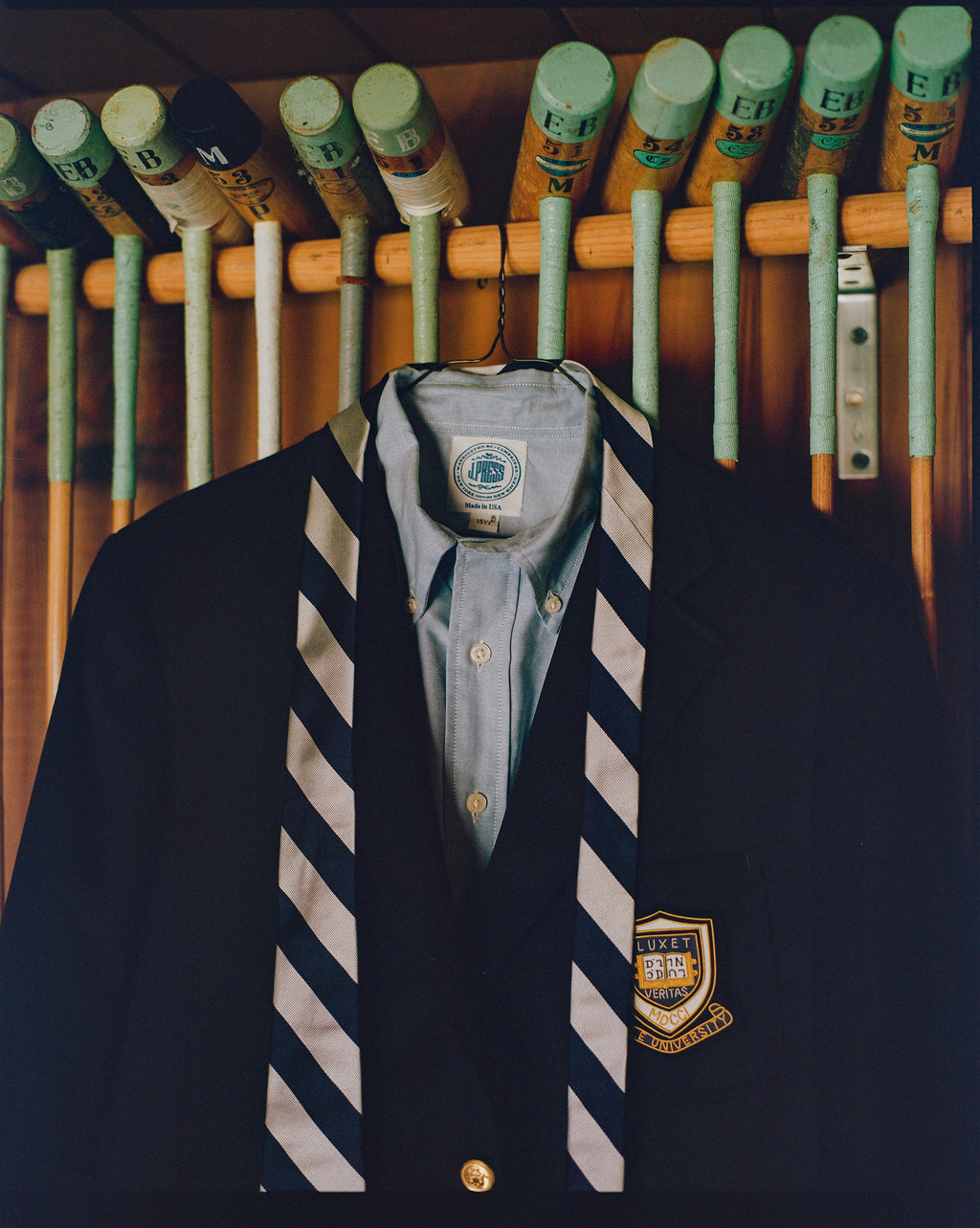 Made-in-USA Navy & Silver Guard Stripe Silk Repp Tie