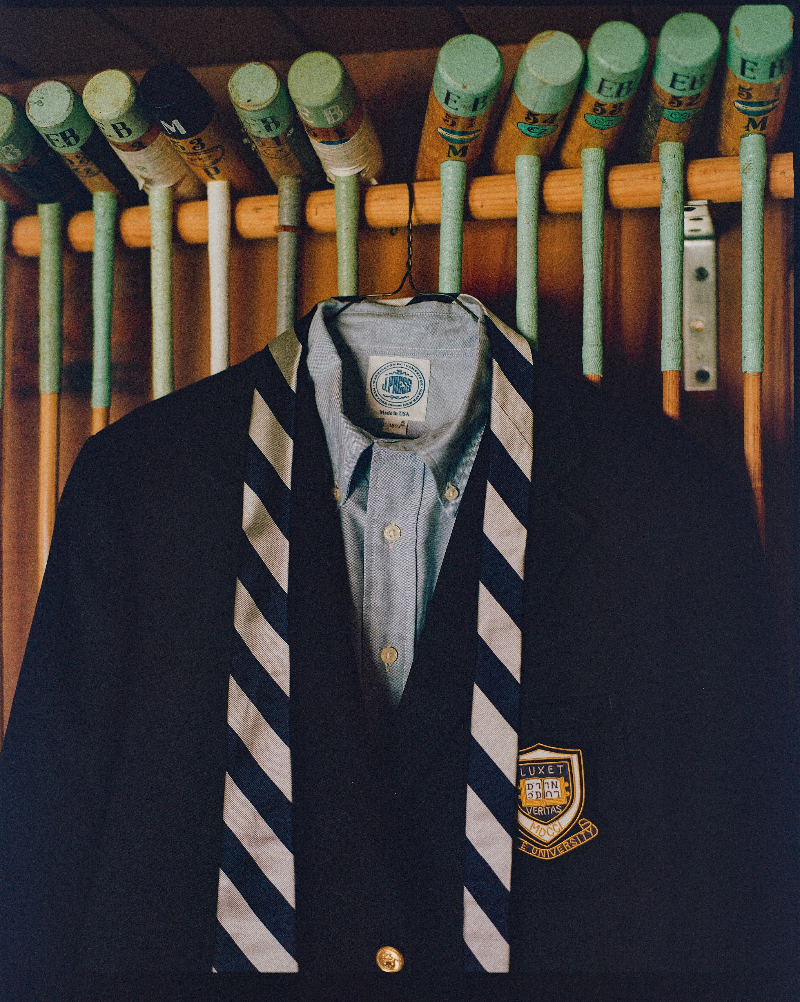 Made-in-USA Navy & Silver Guard Stripe Silk Repp Tie