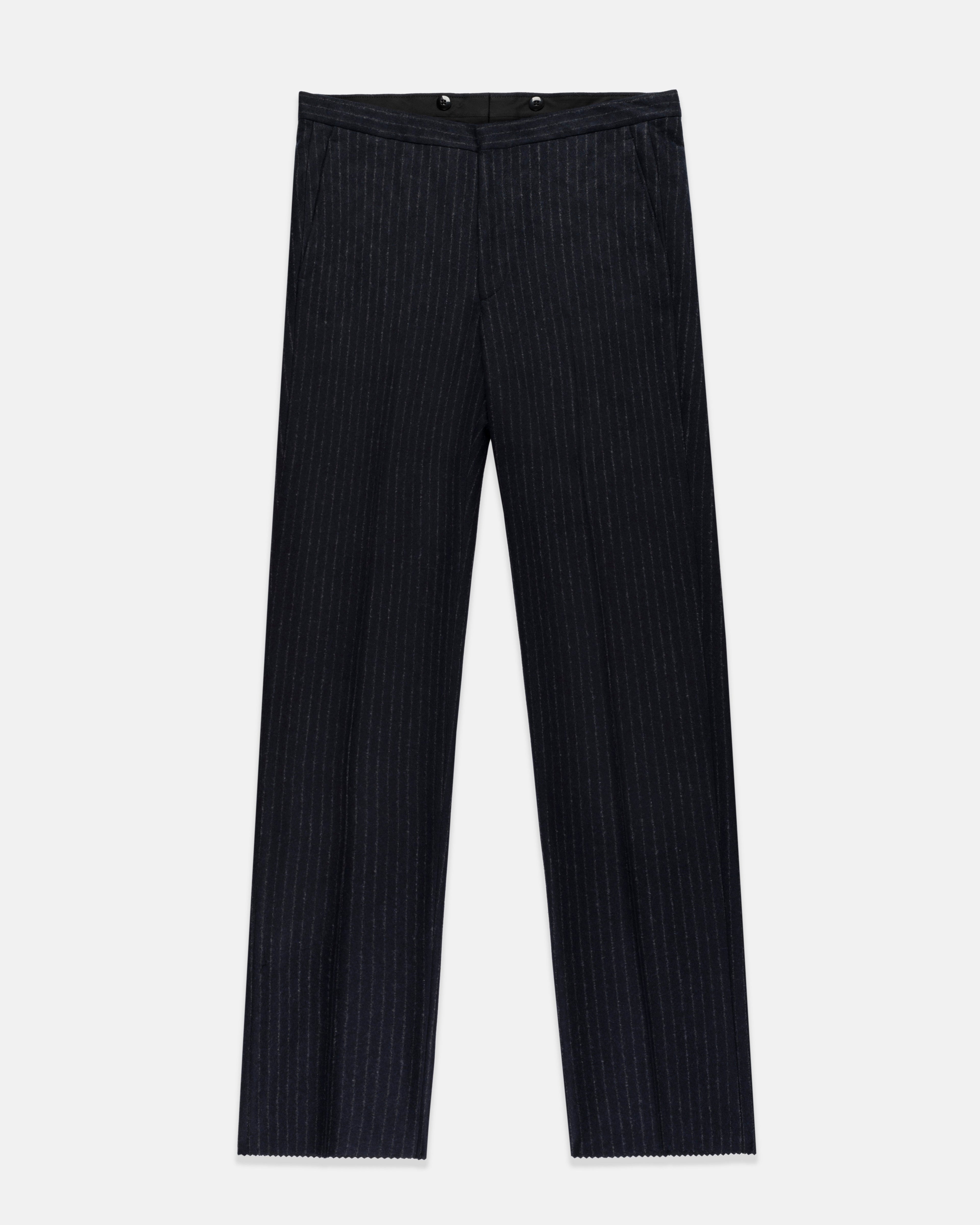 Made-in-USA Navy Chalkstripe Fox Flannel Suit
