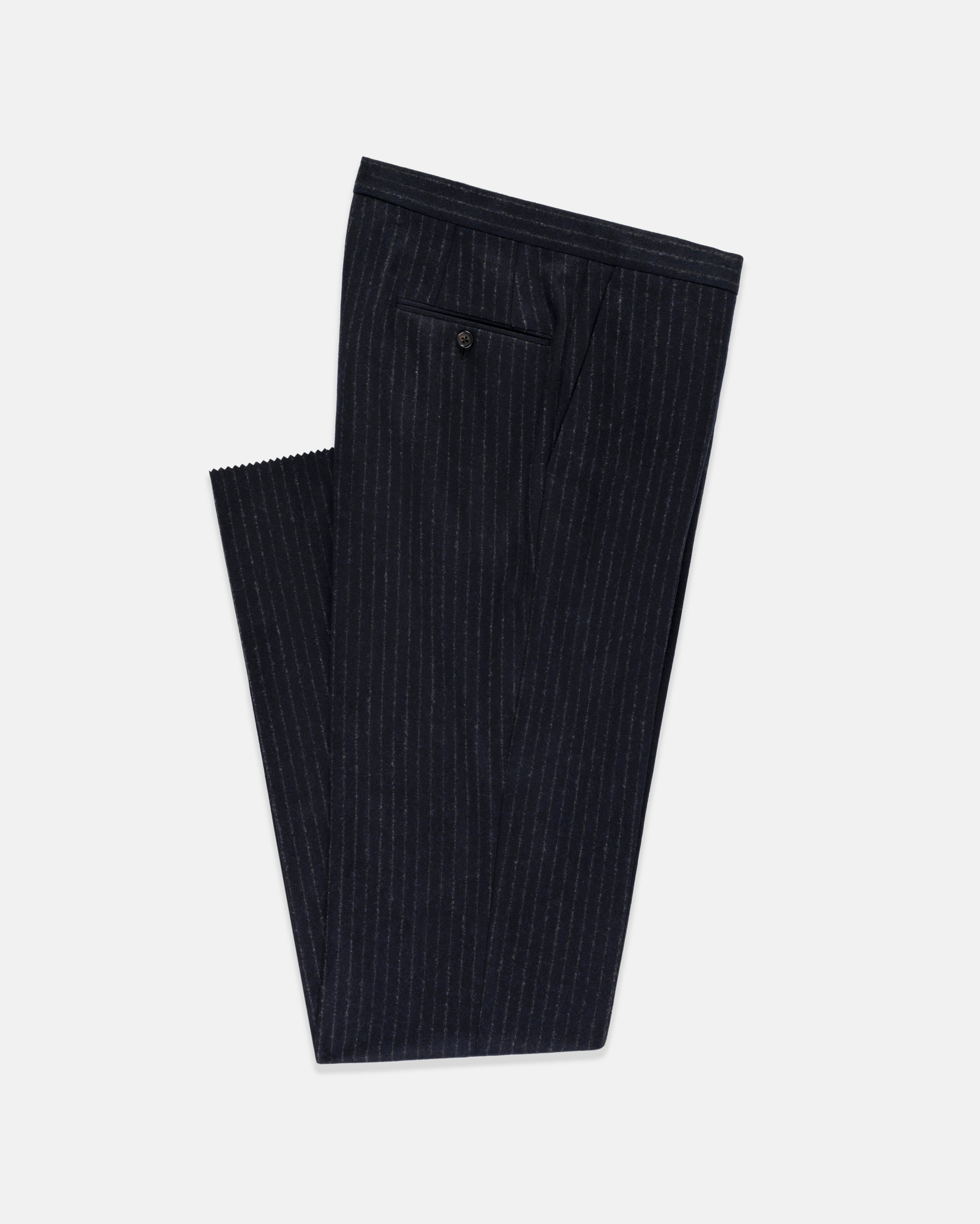 Made-in-USA Navy Chalkstripe Fox Flannel Suit