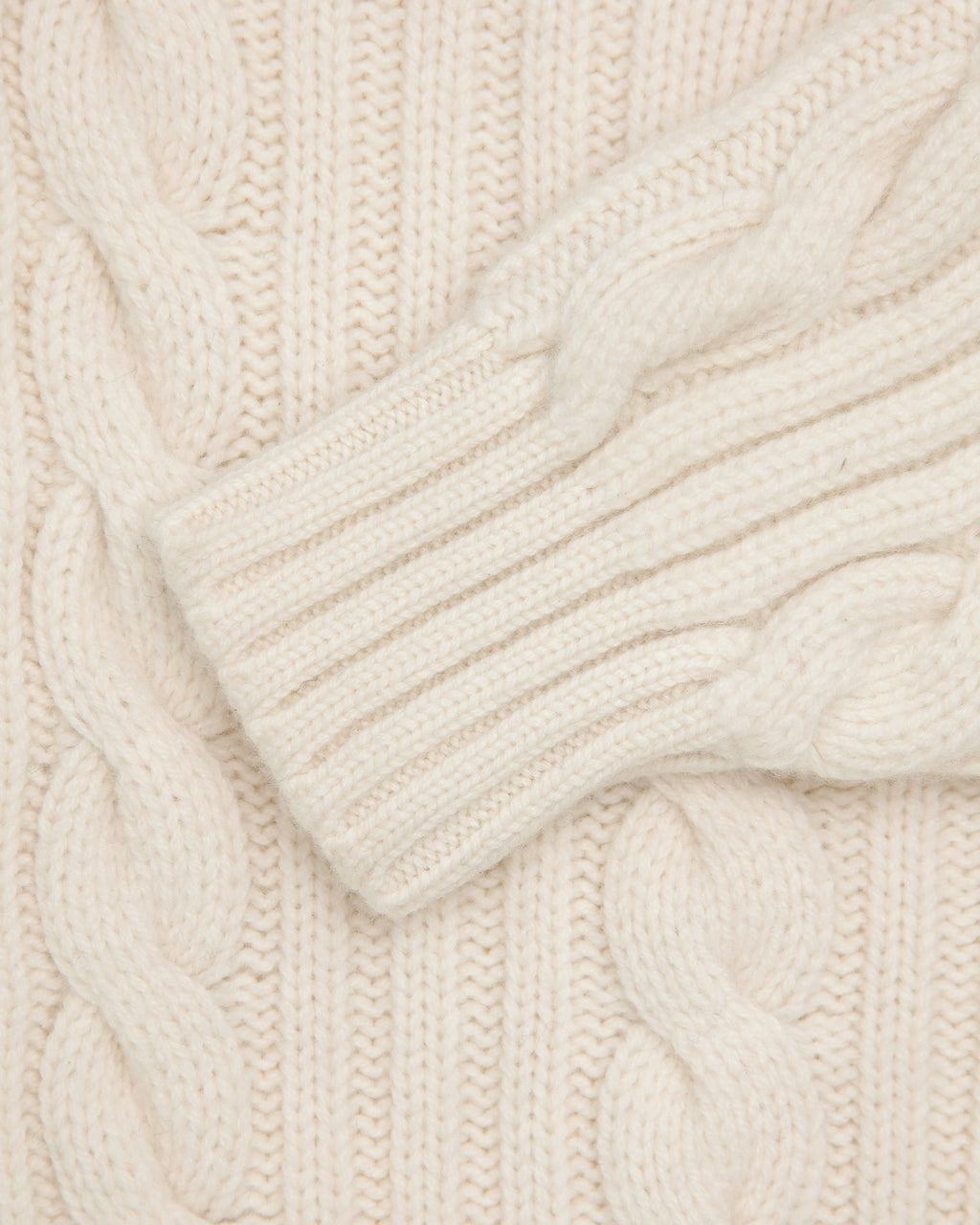 Made-in-Scotland Natural Shawl Collar Cableknit Cardigan