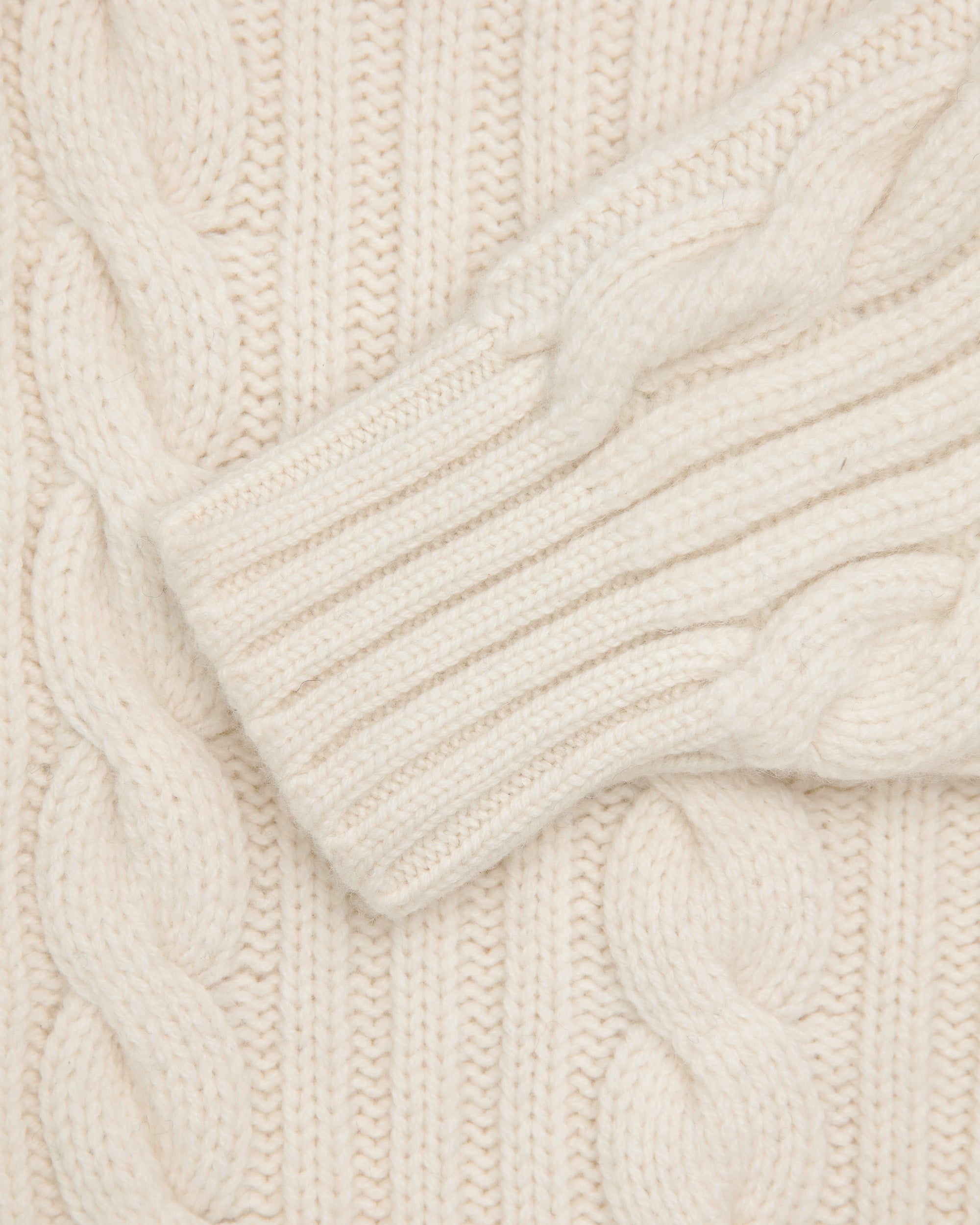 Made-in-Scotland Natural Shawl Collar Cableknit Cardigan