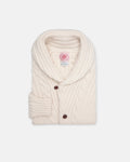 Made-in-Scotland Natural Shawl Collar Cableknit Cardigan