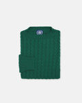 Made-in-Scotland Green Cable Knit Cashmere Sweater - Classic Fit