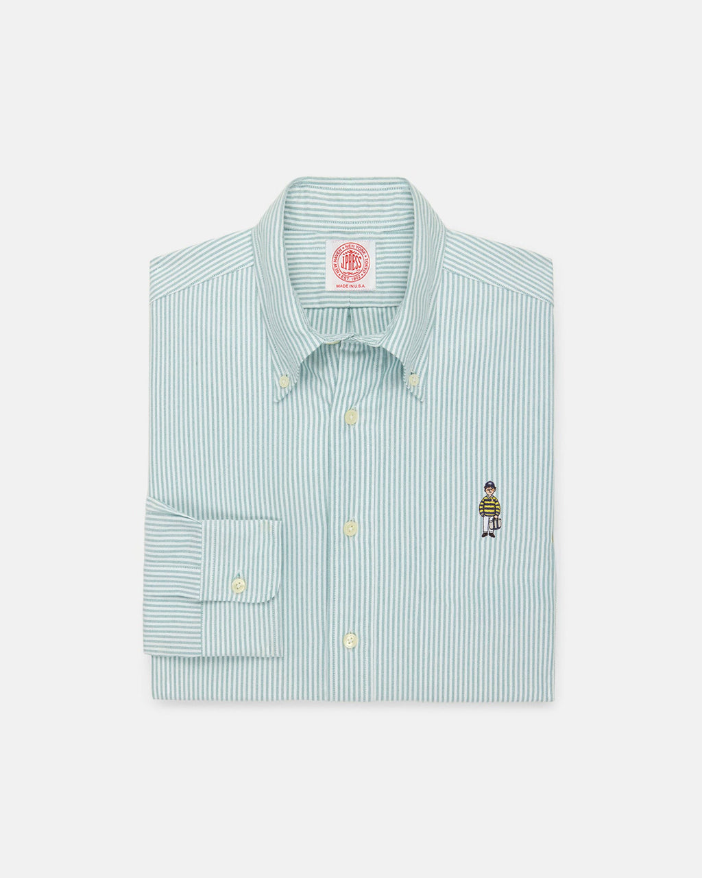 Made-in-USA "Ivy Guy" Green University Stripe Oxford Cloth Shirt - Classic Fit