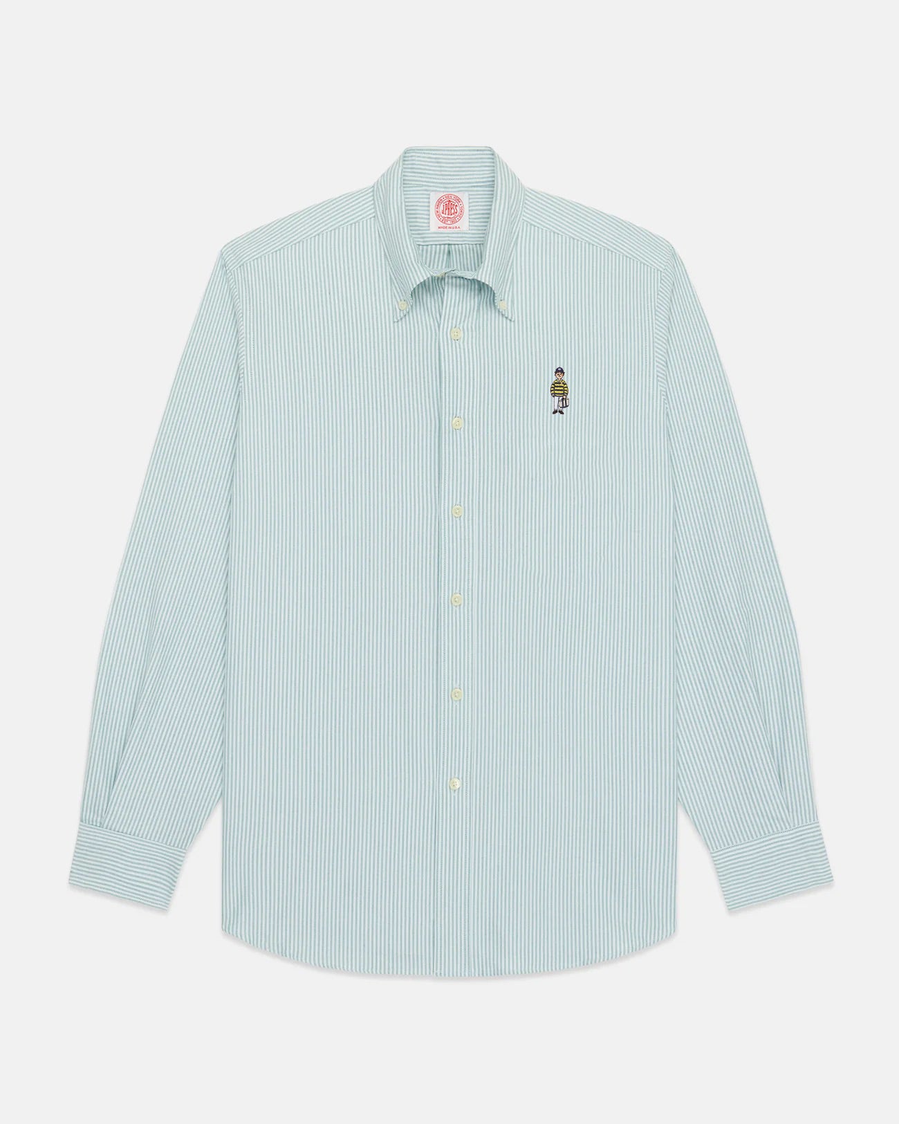 Made-in-USA "Ivy Guy" Green University Stripe Oxford Cloth Shirt - Classic Fit